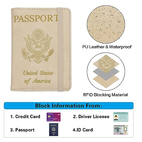 Image of Melsbrinna Premium Leather Passport Holder Covers Case, Waterproof Rfid Blocking Travel Wallet Passport Holder with Pen Holder, Cute Passport Book for Women /Men