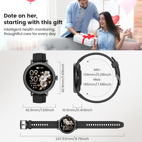 Image of Smart Watch for Women, 1.27 inch HD Fitness Tracker with Bluetooth Calls(Answer&Make) IP68 Waterproof Smartwatch Compatible IOS /Android,100+ Sport Modes Watch with Heart Rate /Sleep Monitor Pedometer Black
