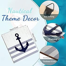 4 Pieces Nautical Wall Decor Anchor Ship Wheel Sailboat Lighthouse Wooden Sign Rustic Beach 3D Wood Print Sign Beach… 516ek7WpHfS. SS280