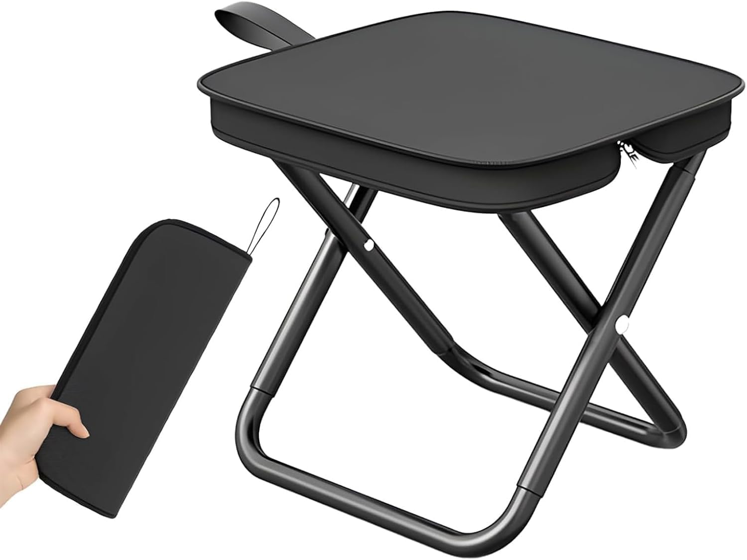2 in 1 Crossbody Bag & Folding Stool for Outdoor - 300lbs Capable Purse Chair with 2 Pockets Small Portable Stool for Camping Hiking Fishing Commuting Concert (Off White) (1 pcs)-image-23