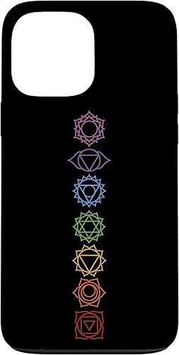 Funda para iPhone 13 Pro Max, regalo espiritual Zen Rainbow Chakras alineados para amantes del yoga