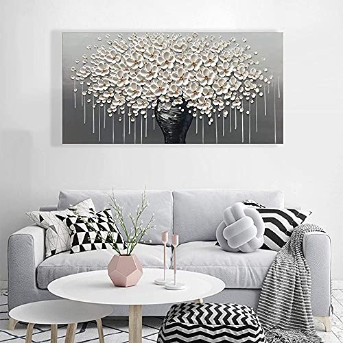 Kit diamond painting complet fleurs blanches, cadeau déco idéal - 2