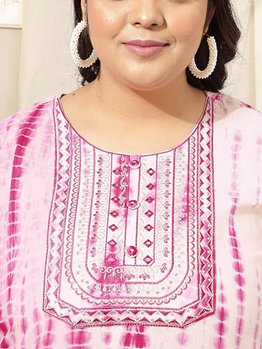 Image of MIRCHI FASHION Pure Cotton Plus Size Straight Kurta Set with Dupatta | 3 Piece Summer Ethnic Kurta Pant Set | Office Wear Salwar Suit for Women