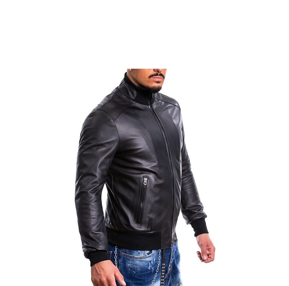 Pelletterie Borghese | Bomber Pelle Uomo Nero | Giacca Pelle | Giubbotto Pelle | Fodera Invernale | Giacca Moto | Vera Pelle | Made in Italy | BOMBER N