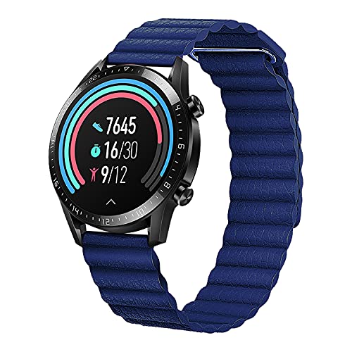 Image of ACM Watch Strap Magnetic Leather Loop 22mm Compatible with Honor Watch Gs3 Smartwatch Luxury Band Blue