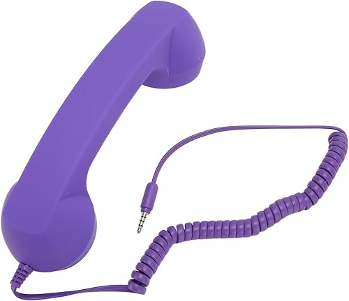 Auricular púrpura retro del teléfono, auricular antiguo del teléfono a prueba de la radiación, receptor del teléfono celular
