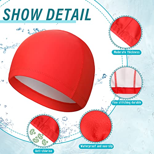 12 Pcs Fabric Swim Cap Women Swimming Cap High Elasticity Waterproof Swim Hats Keeps Hair Clean And Dry For Men Kids Long Hair Short Hair Pu Fabric One Size Hat,12 Colors #TOP2
