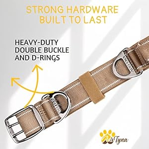   ADITYNA-Heavy-Duty-Dog-Collar-with-Handle-Reflective-Brown-Dog-Collar-for-Medium-Dogs-Wide-Thick-Tactical-Soft-Padded-Perfect-Dog-Collar-for-Training-Walking-or-Hunting