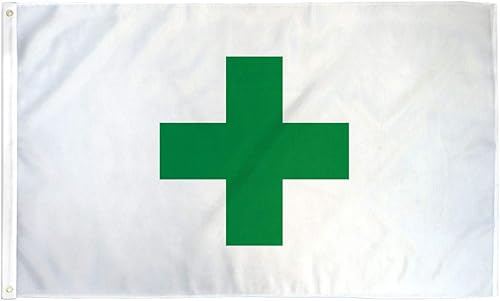 Home and Holiday Flags - Bandera de marihuana médica de 3 x 5 pulgadas, diseño de cruz verde