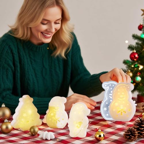 Moule de Noël en silicone 3D pour décoration de table et bougies en béton