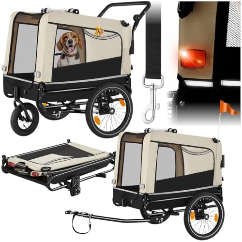tectake® Fahrradanhänger multifunktional - als Hunde Anhänger Wagen für Fahrrad und e Bike, Jogger oder Buggy, Belastbarkeit bis 40kg, faltbar, schneller Umbau, inkl. Sicherheits Zubehör - beige tectake® Fahrradanhänger multifunktional - als Hunde Anhänger Wagen für Fahrrad und e Bike, Jogger oder Buggy, Belastbarkeit bis 40kg, faltbar, schneller Umbau, inkl. Sicherheits Zubehör - beige