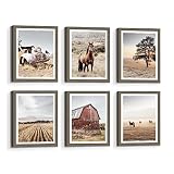 Bedroom Framed Wall Art Farmhouse: Living Room Rustic Country Farm Tree Nature Picture Vintage Weste