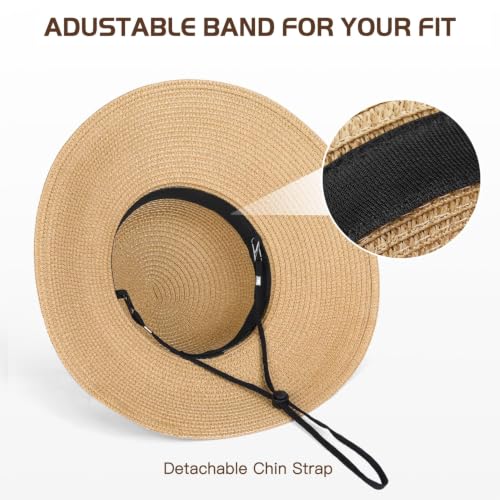 Image of Beach Hats for Women, Sun Straw Hat for Women, UPF 50+ UV Sun Protection Sun Hat Womens, Foldable Floppy Sun Hat