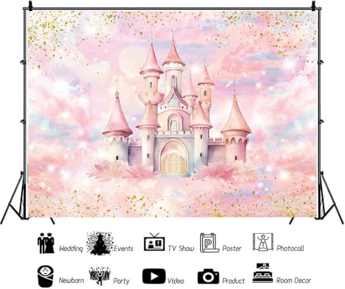 Fondo rosa castillo princesa 8x6ft para fotografía miniatura 2