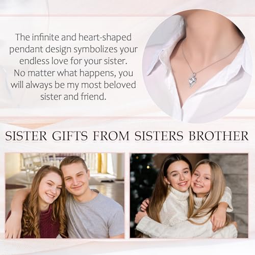 Necklace Gifts for Women Girls, Silver Infinity Double CZ Heart Pendant Charm Necklace for Gifts Women, Birthday Anniversary Graduation Christmas Jewelry Present To My Mom Daughter Sister4