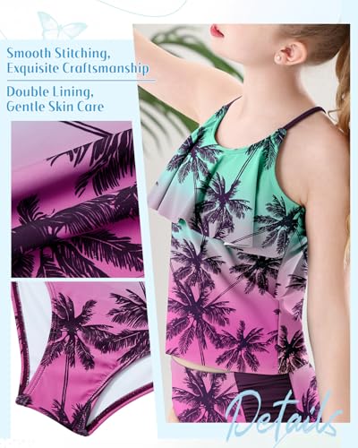 Image of Century Star Girls Flounce Tankini 2 Piece Bathing Suit | Cute swimwear set with a stylish flounce top,Comfortable fit, perfect for girls' summer beach vacations