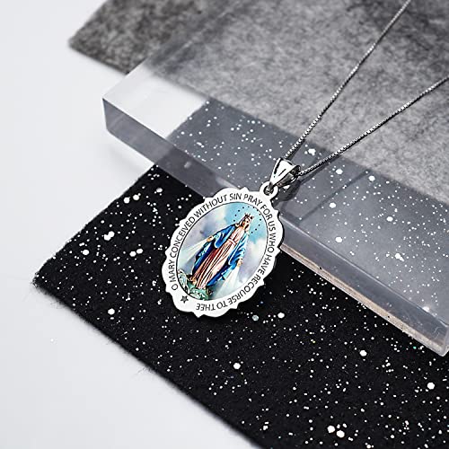 Picturesongold.com Miraculous Medal Necklace Catholic Virgin Mary Pendant Oval Pendants For Women & Men Crafted In 10K/14K Yellow Or White Gold & Sterling Silver Christian Gifts For Men & Women Or First Communion Gifts For Boys Or Girls (14K Yellow Gold, Scalloped Oval, 3/4 Inch X 1 Inch) #TOP5