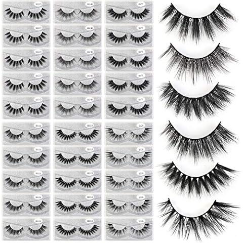 MAGEFY 30 Pairs 6 Styles Faux Mink Eyelashes, 16mm-20mm Lashes Natural Look to Dramatic False Eyelashes, Handmade Reusable Fake Eyelashes with Portable Boxes Cover