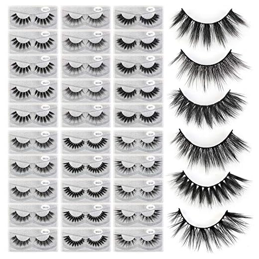 MAGEFY 30 Pairs 6 Styles Faux Mink Eyelashes, 16mm-20mm Lashes Natural Look to Dramatic False Eyelashes, Handmade Reusable Fake Eyelashes with Portable Boxes