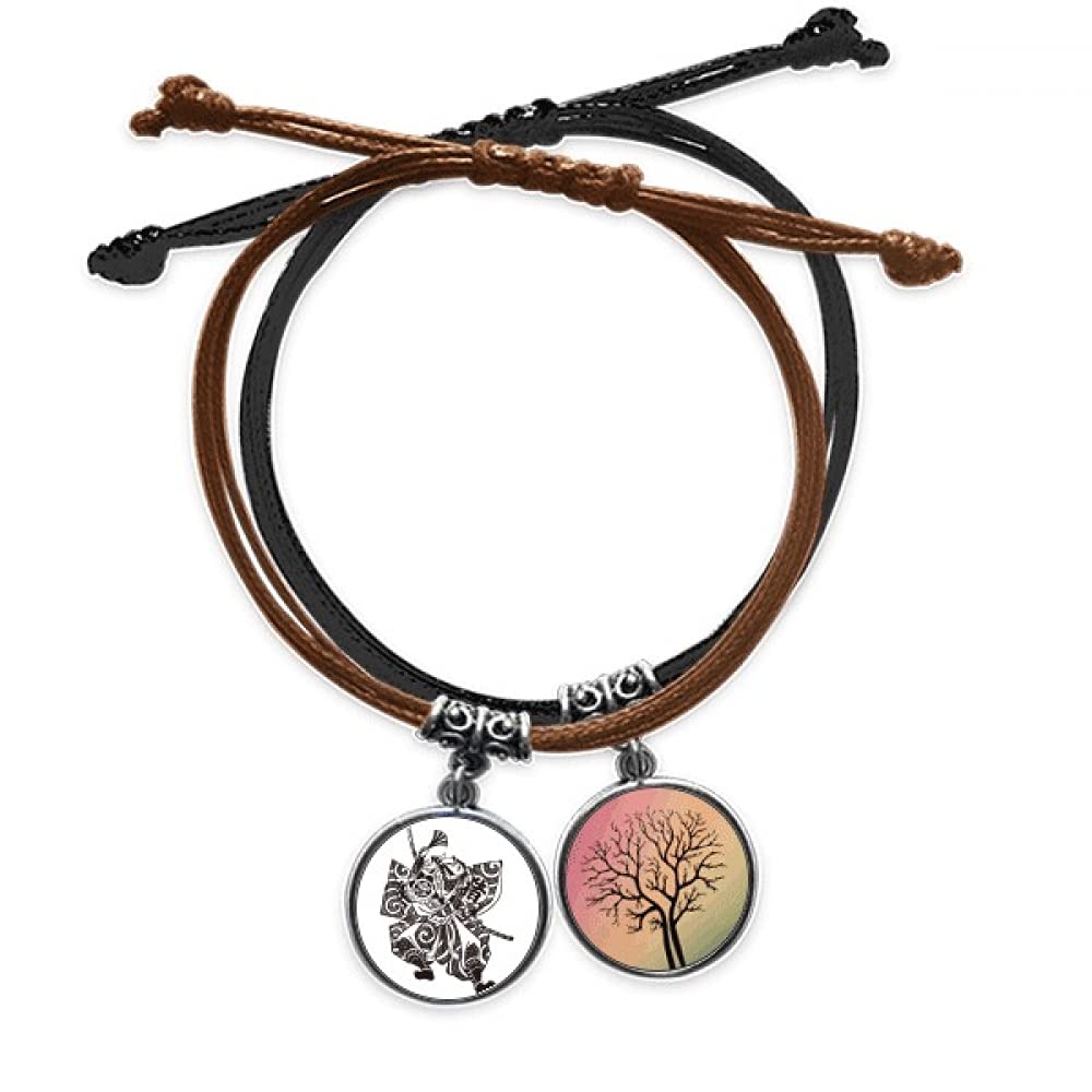 DIYthinker Japan Traditional Culture Kimono Samurai Bracelet Rope Hand Chain Leather Tree Wristband