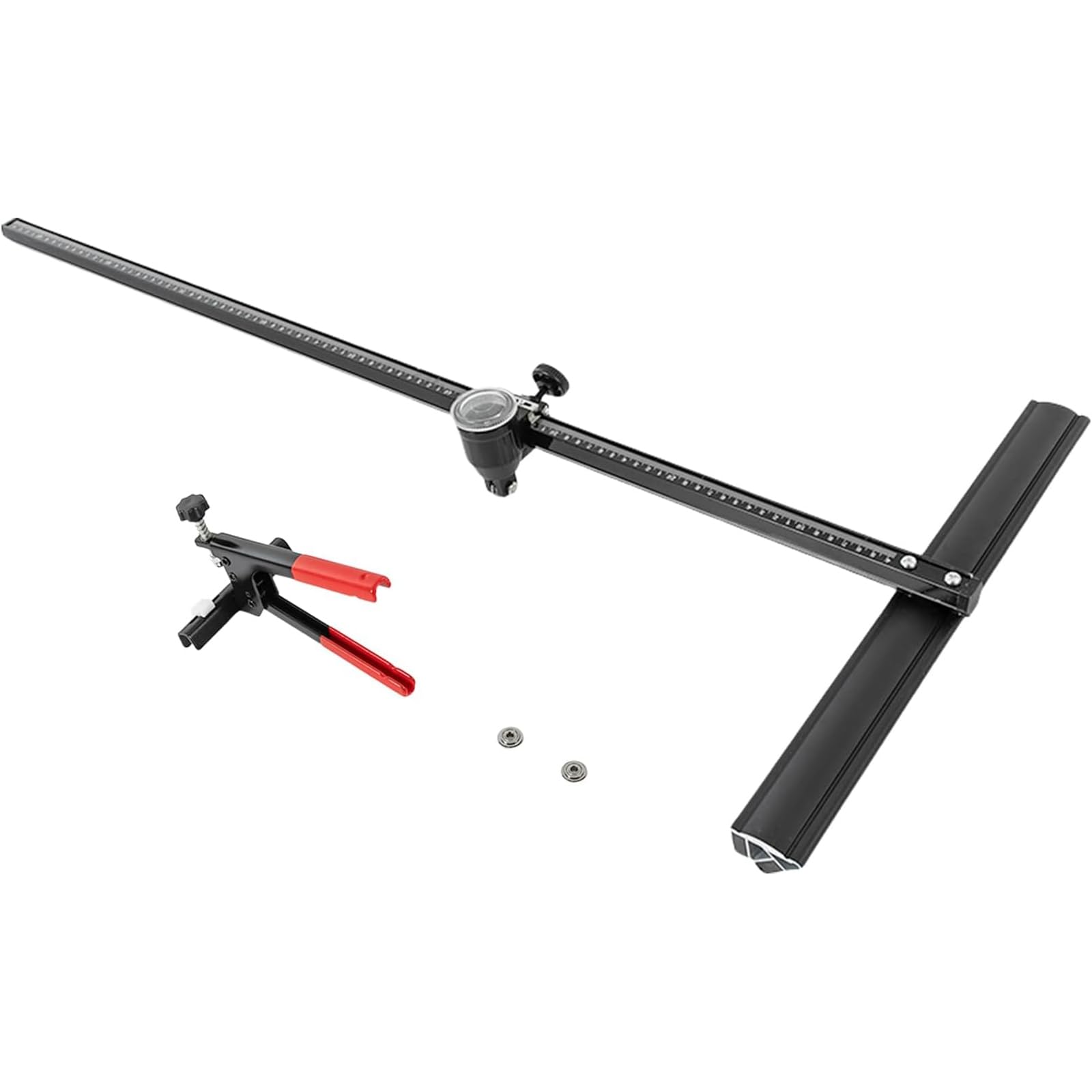 Cortadora Manual De Baldosas, 90cm Manual Cerámica Cortadora De Suelos En Forma De T Marco De Aluminio Cortadora con 2 Cuchillas De Corte Y Alicates Divisores, 3-15mm Black,1