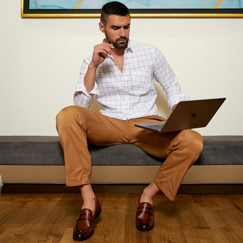 Image of CAHOOT Men's Shirt for Casual Wear | Spread Collar | Short Sleeve | Regular Fit | Button Closure | Shirt Crafted with Comfort Fit for Casual Wear