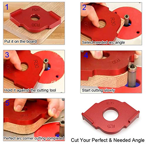 Ownmy Set Of 3 Radius Jig Router Templates, Aluminium Alloy Routing Rounded Corners Router Bit Templates For Woodworking Routing, R10 R15 R20 R25 R30 R35 #TOP5