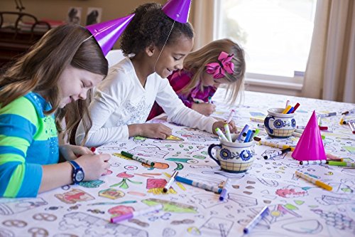 The Coloring Table – Food Fun Design – Square Tablecloth - Fabric Coloring Tablecloth - Colorable Designs – Washable And Reusable – Coloring Activity For Children And Adults #TOP1