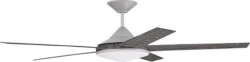 Craftmade DLY60PN5 Delaney Ventilador de techo de doble montaje de 60 pulgadas para exteriores/interiores con kit de luz LED y control remoto, 5