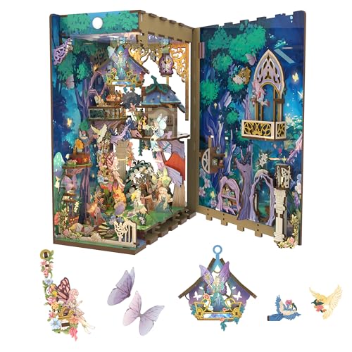 Image of Tonecheer x British Library DIY Book Nook Kit,Shakespeare 3D Wooden Puzzle for Adults,Miniature House Booknook Bookshelf Insert Decor with LED Lights Unique Gifts (A Midsummer Night's Dream)