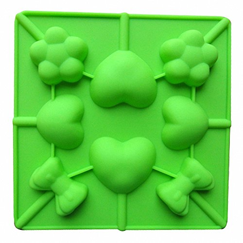 2-Pack Heart Sakura Bow Tie Lollipop Molds Set - Moldfun Lover Heart Cherry Blossom Silicone Lolly Pop Tray For Hard Candy Chocolate Gummy Sucker (Random Color) #TOP5