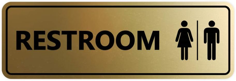 Signs ByLITA Standard All Gender Restroom Sign (Brushed Gold) - Large 1 Pack