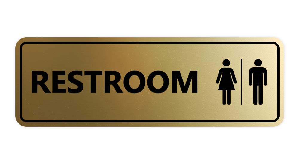 Signs ByLITA Standard All Gender Restroom Sign (Brushed Gold) - Medium 1 Pack