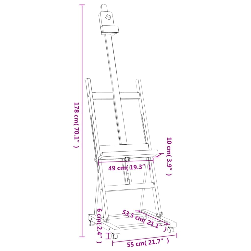 Staffelei 55x53,5x178 cm Massivholz Buche,Bürobedarf,Präsentationsbedarf,Flipcharts,10.16 kg-30223