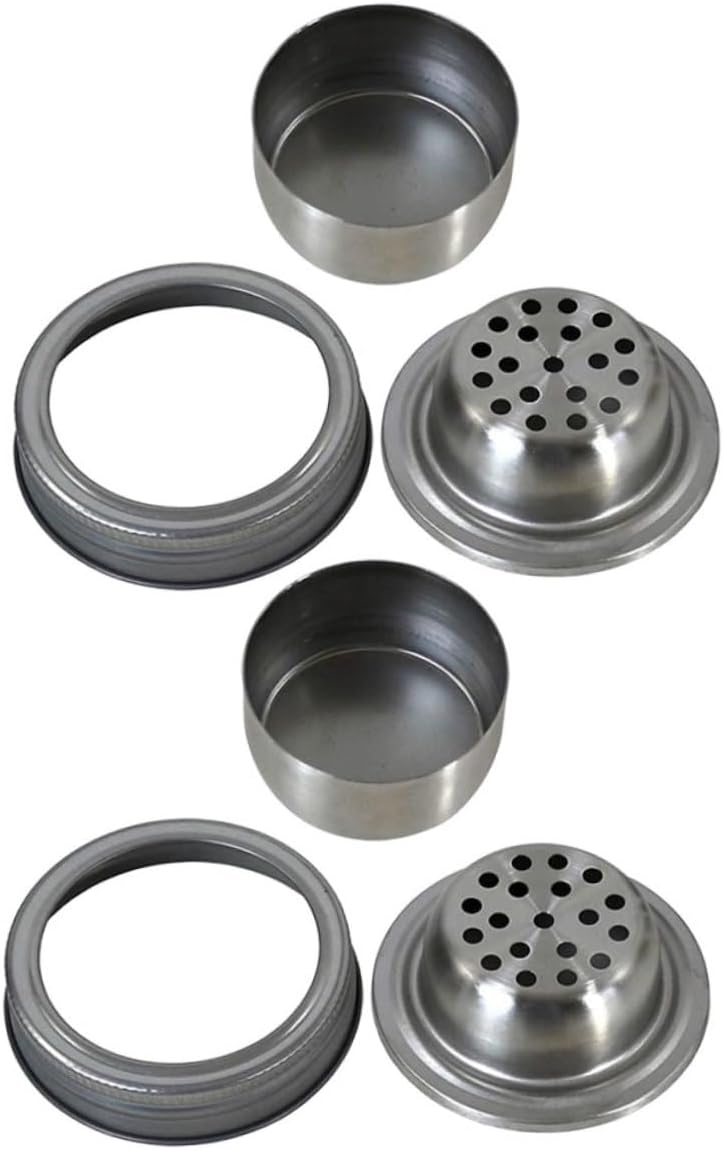 CHILDWEET 10pcs Stainless Steel Shaker Lids for Jars Versatile Cocktail Shaker and Spice Dispenser Lids for Home Bar Picnics and Seasoning Storage