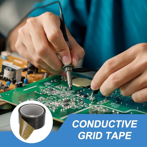 Image of PATIKIL Antistatic Tape, 2.36 Mil Thick, 2 Inch x 39 Yards Conductive Adhesive Grid ESD Tape for Circuit Board Laptop Mobile Phone Communication Electronics Parts Black /Yellow