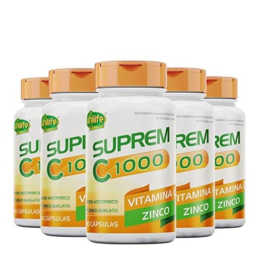 Kit 5 Suprem C 1000 Vitamina C 1000 mg + Zinco 7mg Unilife 30 cápsulas