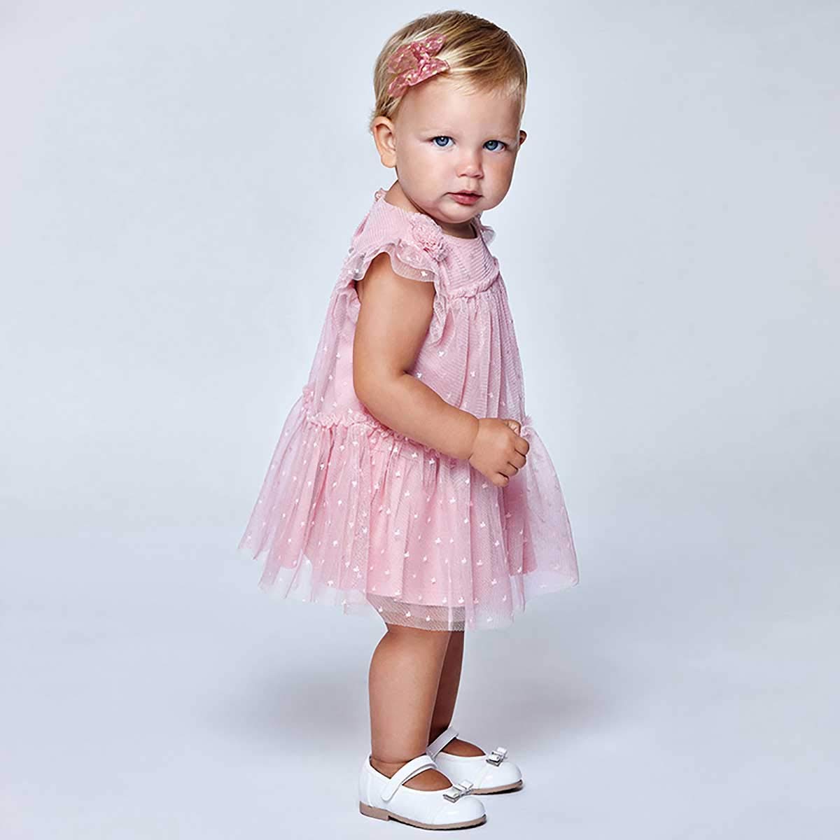 Mayoral Vestito Elegante neonata con Tulle Bimba Rosato 1957 6M/62cm
