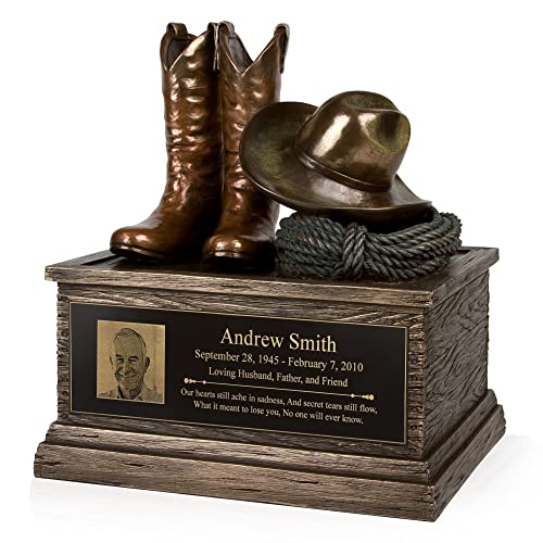 Perfect Memorials Large Cowboy Boots Cremation Urn (300 Cu/In) - Detailed Urn For Adult Human Ashes/Durable/For A Cowboy/Display At Home/Timeless Tribute For Your Loved One #TOP27