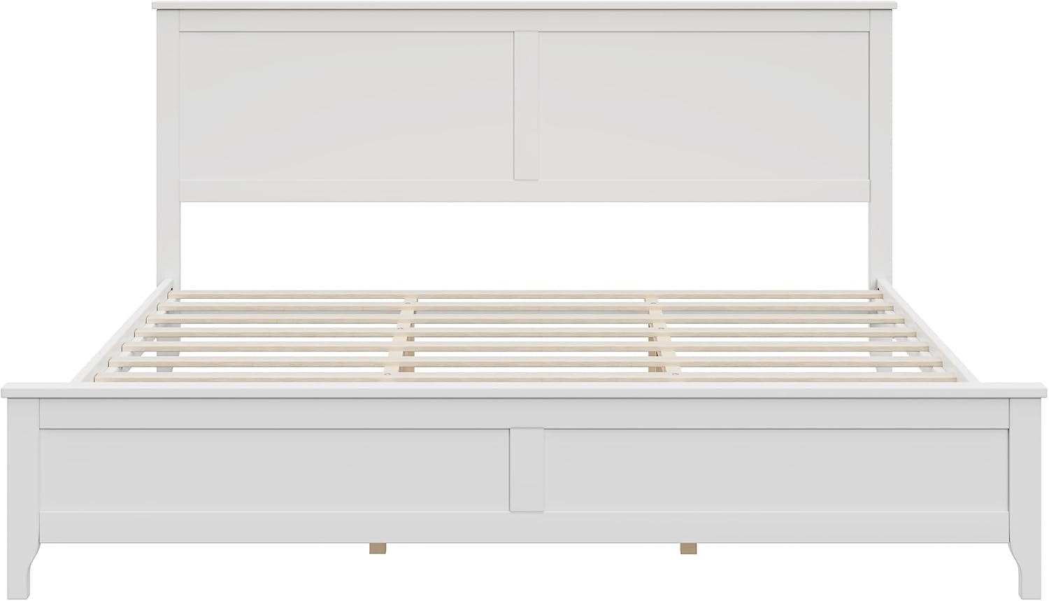 P PURLOVE King Size Bed Frame,Modern Solid Wood King Size Platform Bed Frame with Extra Support Leg and Slat,No Box Spring Needed,White