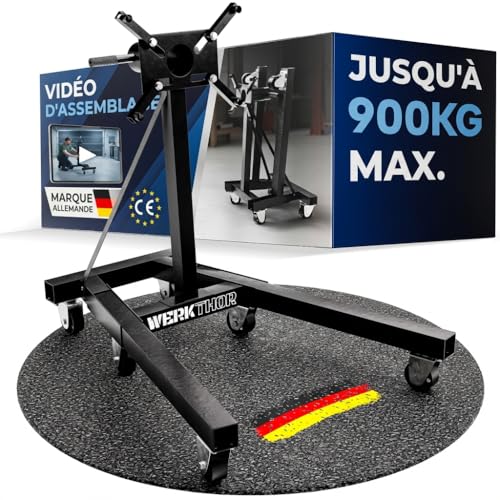 WERKTHOR Support Moteur Atelier 900kg | Support Moteur Rotatif 360° Extra Lourd | Support Moteur Professionnel Acier pour V8 Diesel Utilitaire