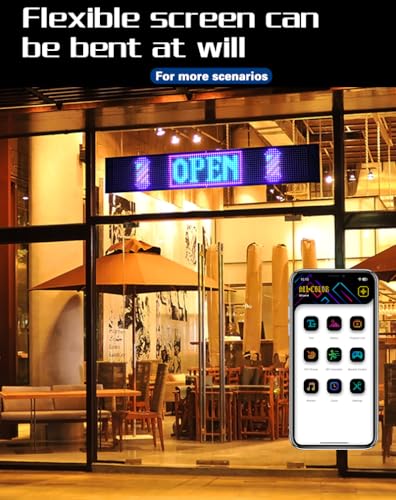 Image of ZADON Flexible LED Matrix Panel | Programmable Display Screen with App & Remote Control | Scrolling Text & Animation LED Board for Shop, Car & Advertising | Multiple Sizes (Extra Large- 90x20 Cm)
