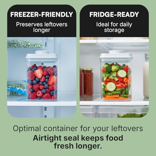 Image of iChewie - BopTop (2pc Set) Airtight Food Storage Container - Mechanical Silicone Seal Canister - BPA-Free Stackable - 17,52 fl.oz.