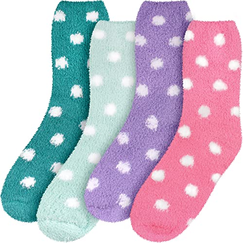 Image of BambooMN Women's Super Soft Fuzzy Socks, Polka Dot, Gradient, Snowflake, Featherlight Cuff - Assorted Colors