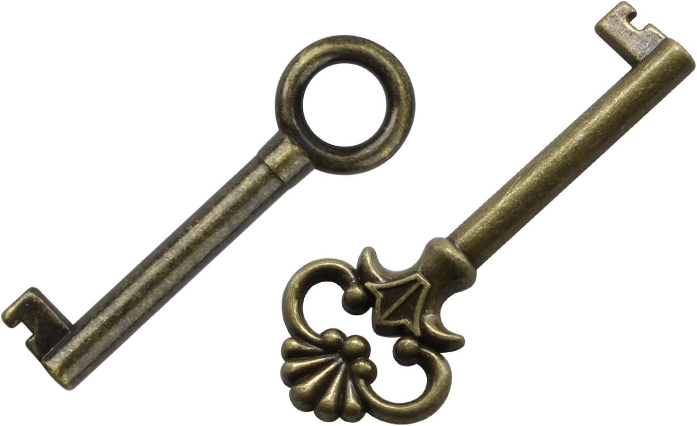 KY-5 KY-13 Hollow Barrel Skeleton Key for Antique Vintage and Modern Furnitures, Antique Brass Skeleton Key