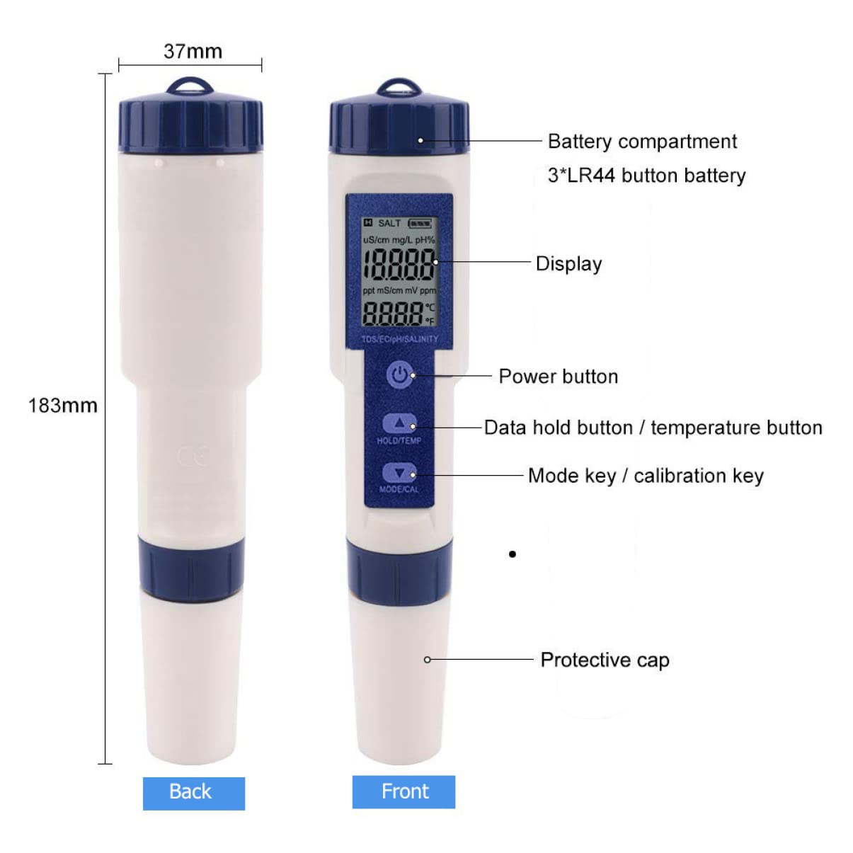 OUNONA 2 Piezas Medidor De Salinidad Piscina Prueba De Agua Termómetro Digital Termómetro De Pescado Tiras Reactivas para Acuarios Termómetro De Agua Termómetros Digital El Plastico