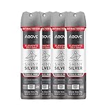 ABOVE Shiny Silver - 48 Hours Elements Antiperspirant Deodorant Set for Men - Notes of Jasmine and Mint - Dry Spray Protects Against Sweat and Body Odor - Instant Freshness - Stain Free - 4 pc