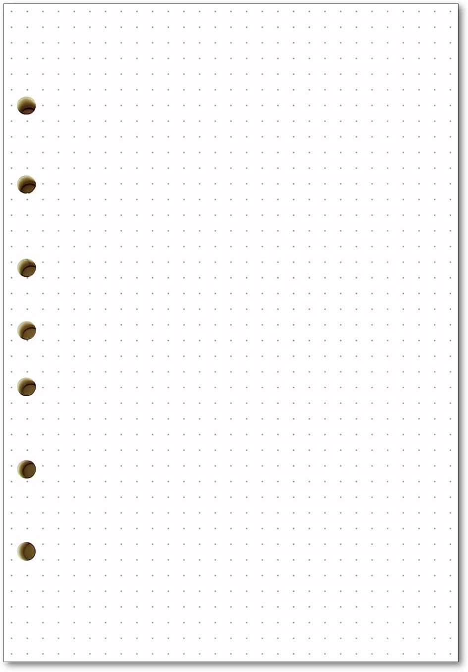 newestor Dotted Filler Paper Pack of 100 Sheets, 7 Hole Punched Planner Refills 5 1/2 x 8 1/2 Inches, Fit 3 or 7 Ring Mini Binders