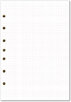 Dotted Filler Paper Pack of 100 Sheets, 7 Hole Punched Planner Refills 5 1/2 x 8 1/2 Inches, Fit 3 or 7 Ring Mini Binders