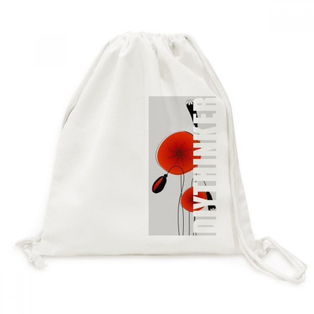 Toile drawstring backpack de qualité supérieure peinture pavot - 5